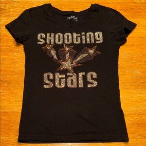 RUBEE Black Tee with Shooting Stars Design
